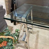 Modern Glass Top w/ Stainless Steel Base DESKS Silver 60w36d30h
