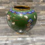 Chinese Cloisonne Enamel Vase ACCESSORIES Green 3.5Wx3.25H