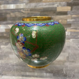 Chinese Cloisonne Enamel Vase ACCESSORIES Green 3.5Wx3.25H