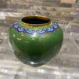 Chinese Cloisonne Enamel Vase ACCESSORIES Green 3.5Wx3.25H