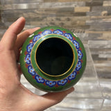 Chinese Cloisonne Enamel Vase ACCESSORIES Green 3.5Wx3.25H
