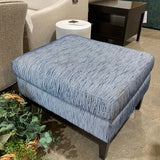 Ballard Designs Tailored Coastal Stripe OTTOMANS Blue/White 28Wx24Dx17H