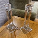 Toscany 2pc Set Diamond Footed Crystal Candle Holders ACCESSORIES 4.5Wx8.5H