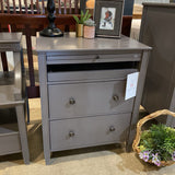 Ballard Designs Sidney 2-Drawer w/ Charging Station SIDE TABLE Gray 24w20d30h
