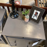 Ballard Designs Sidney 2-Drawer w/ Charging Station SIDE TABLE Gray 24w20d30h