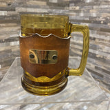 Amber Glass Beer Mug w/ Leather Wrap & "WILL" Monogram ACCESSORIES 5Wx4Dx5H