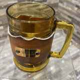 Amber Glass Beer Mug w/ Leather Wrap & "WILL" Monogram ACCESSORIES 5Wx4Dx5H