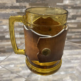 Amber Glass Beer Mug w/ Leather Wrap & "WILL" Monogram ACCESSORIES 5Wx4Dx5H