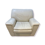 Quebec 69 Comfy Leather Armchair CHAIR Ivory 44w36d36