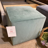 Ethan Allen Lucy Velvet Cube OTTOMANS Seafoam 20Wx20Dx18H