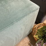 Ethan Allen Lucy Velvet Cube OTTOMANS Seafoam 20Wx20Dx18H