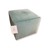 Ethan Allen Lucy Velvet Cube OTTOMANS Seafoam 20Wx20Dx18H