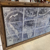 Oversized Old World Map in Rustic Wood Frame ART WORK 71Wx43H