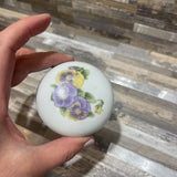 Porcelain Trinket Box w/ Pansy Design ACCESSORIES 2.5Wx1.25H