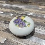 Porcelain Trinket Box w/ Pansy Design ACCESSORIES 2.5Wx1.25H