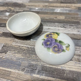 Porcelain Trinket Box w/ Pansy Design ACCESSORIES 2.5Wx1.25H