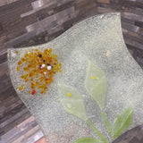 Fused Slag Art Glass Lily Dish ACCESSORIES 7Wx1H