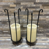 2pc Set Metal Candle Holders w/ Battery Powered Wax Candles ACCESSORIES 3.5Wx11H