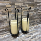 2pc Set Metal Candle Holders w/ Battery Powered Wax Candles ACCESSORIES 3.5Wx11H