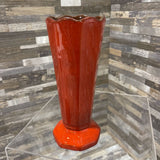 Frankoma Pottery Blaze Glaze Ceramic Vase w/ Scalloped Rim ACCESSORIES 2.5Wx6.5H