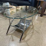 Chrome & Oval Glass Top END/SIDE TABLE 32w24d21h