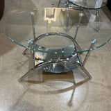 Chrome & Oval Glass Top END/SIDE TABLE 32w24d21h