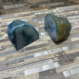 2pc Set Agate Geode Candle Holder / Bookend Set ACCESSORIES 4Wx3.5"H each