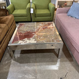 Italian Made PACE Collection Chrome & Marble COFFEE/COCKTAIL TABLE 40w40d17h