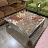 Italian Made PACE Collection Chrome & Marble COFFEE/COCKTAIL TABLE 40w40d17h