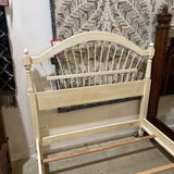 Ethan Allen Country French Wheat Back Queen Bed BEDS Distressed White 58w80d58h