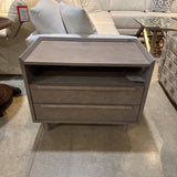 Crate & Barrel Tate 2-Drawer w/ Charging Station NIGHTSTAND Stone Grey 32w18d26h