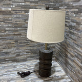 Distressed Wood Ribbed Column Lamp TABLE LAMP 12d28h