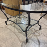 Tiered Oval Iron & Glass COFFEE/COCKTAIL TABLE 36w23d20h