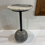 Viola Antique Solid Marble Accent Table SIDE TABLE Grey 10Wx18H