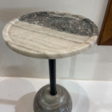 Viola Antique Solid Marble Accent Table SIDE TABLE Grey 10Wx18H