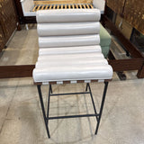 Denver Modern Vail Leather Bar Height BAR/COUNTER STOOL Pearl/Walnut 19.5w24d39h