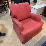 Ethan Allen Patterned Skirted Rocker/Swivel Roll-Arm ROCKING CHAIRS Red 34w32d32h