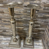 2pc Set Stately Silver Plated Candle Holders GIFT 6Wx20.5H