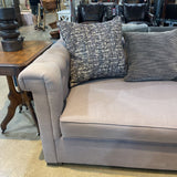 Century Furniture Linen Tufted Fixed Back w/ 4 Custom Pillows SOFA Lavender 87Wx41Dx29H