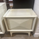 United Furniture Mid-Century Diamond Front 2-Drawer NIGHTSTAND Ivory 23w16d25h
