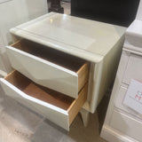 United Furniture Mid-Century Diamond Front 2-Drawer NIGHTSTAND Ivory 23w16d25h