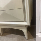 United Furniture Mid-Century Diamond Front 2-Drawer NIGHTSTAND Ivory 23w16d25h