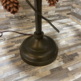 Metal Twig Base w Pinecones w Faux Leather Shade TABLE LAMP 15Wx28H