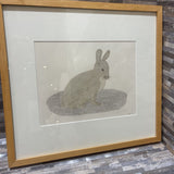 Signed Original Rabbit Drawing ART WORK 20Wx18H