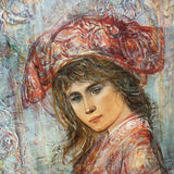 Girl in a Red Cap By Edna Hibel Print - Well Framed ART WORK 24Wx26H