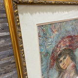 Girl in a Red Cap By Edna Hibel Print - Well Framed ART WORK 24Wx26H