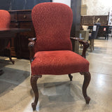 Custom Upholstered Footed Captain DINING CHAIRS Red 23w22d42h