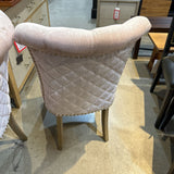Pier 1 Roll Back Button Tufted & Nailhead Trim DINING CHAIRS Pink 21w27.5d38.5h