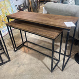 2pc Slider Wood & Iron CONSOLE TABLE Brown & Black 48Wx16Dx32H