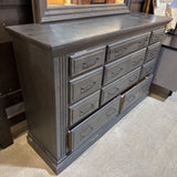 Progressive Furniture Willow Collection 11-Drawer w/ Mirror DRESSERS/CHESTS Distressed Dark Gray 64w18d79h